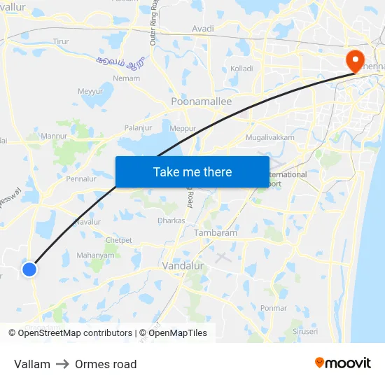 Vallam to Ormes road map