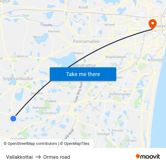 Vallakkottai to Ormes road map