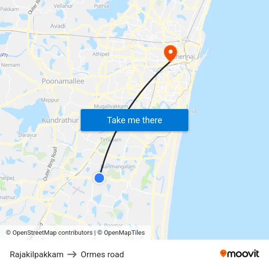 Rajakilpakkam to Ormes road map