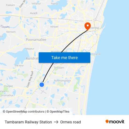 Tambaram Railway Station to Ormes road map