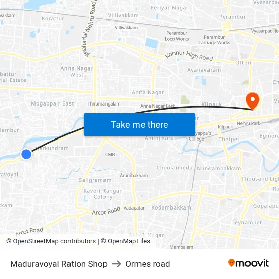 Maduravoyal Ration Shop to Ormes road map