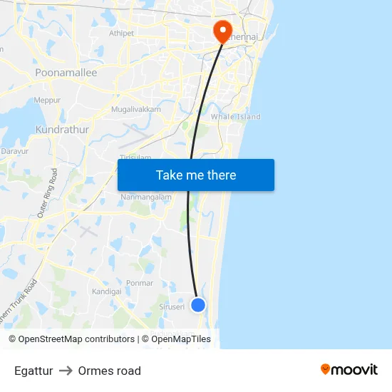 Egattur to Ormes road map