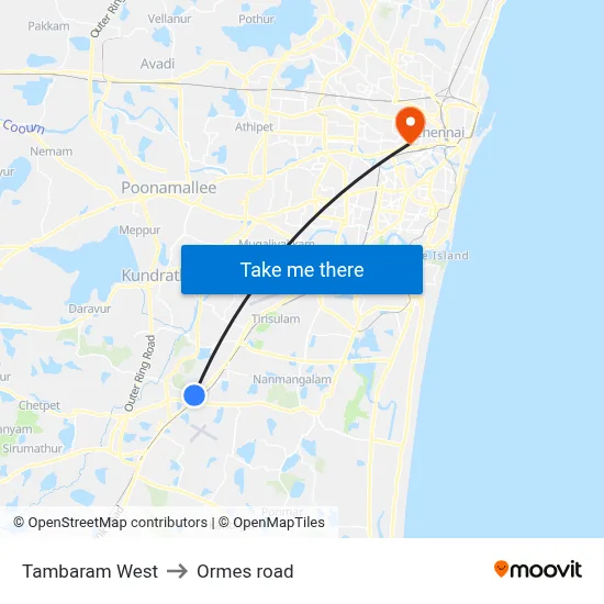Tambaram West to Ormes road map