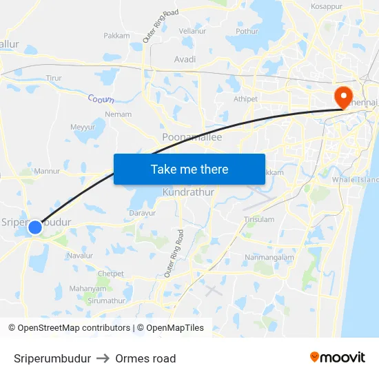 Sriperumbudur to Ormes road map