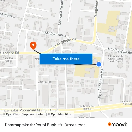 Dharmaprakash/Petrol Bunk to Ormes road map