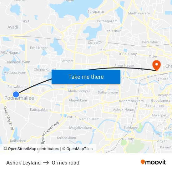 Ashok Leyland to Ormes road map