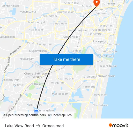 Lake View Road to Ormes road map