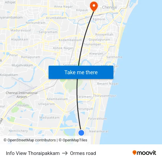 Info View Thoraipakkam to Ormes road map