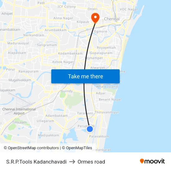 S.R.P.Tools Kadanchavadi to Ormes road map