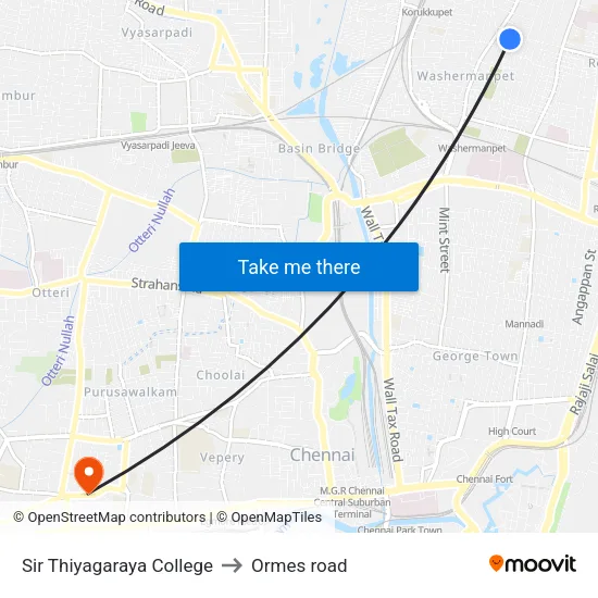 Sir Thiyagaraya College to Ormes road map