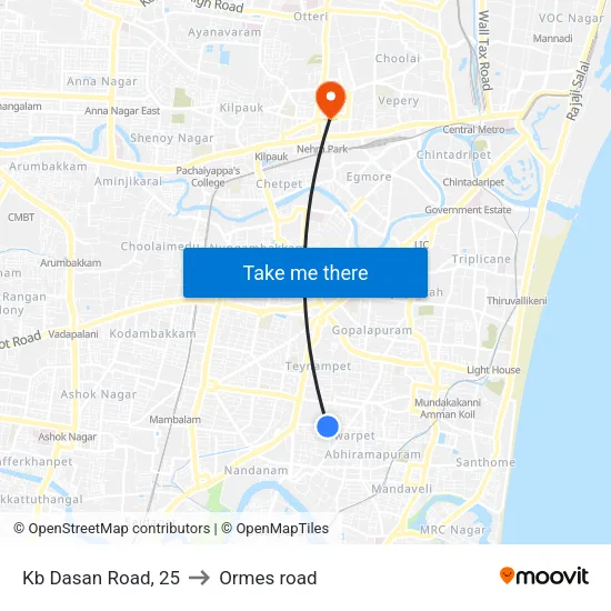 Kb Dasan Road, 25 to Ormes road map