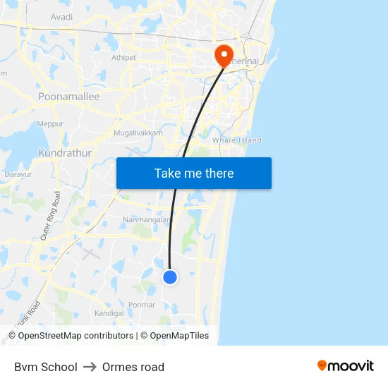 Bvm School to Ormes road map