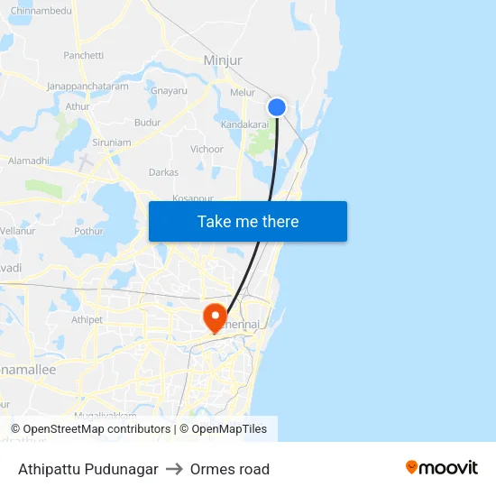 Athipattu Pudunagar to Ormes road map