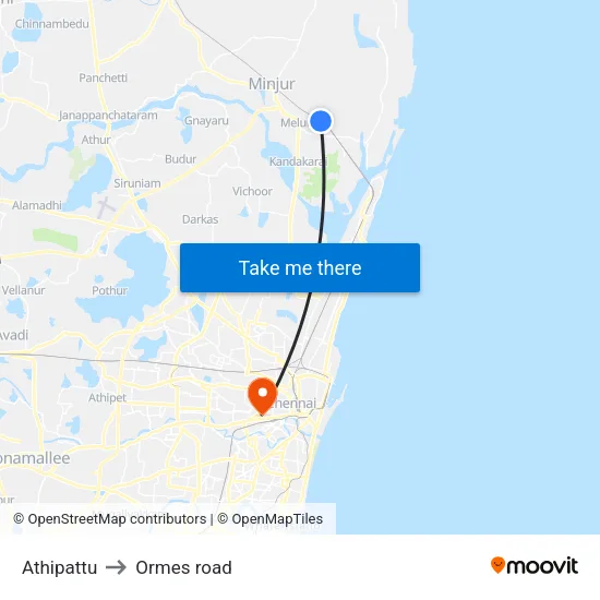 Athipattu to Ormes road map