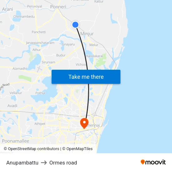 Anupambattu to Ormes road map