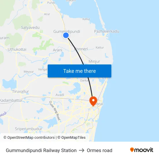 Gummundipundi Railway Station to Ormes road map