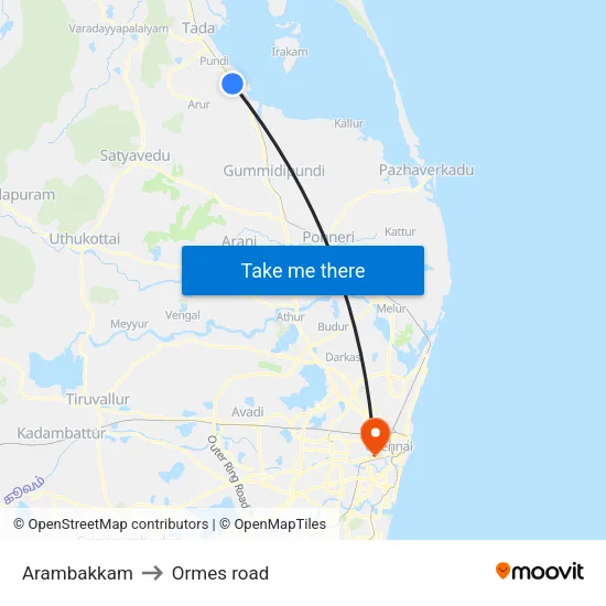 Arambakkam to Ormes road map