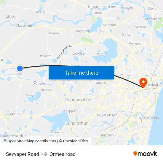 Sevvapet Road to Ormes road map