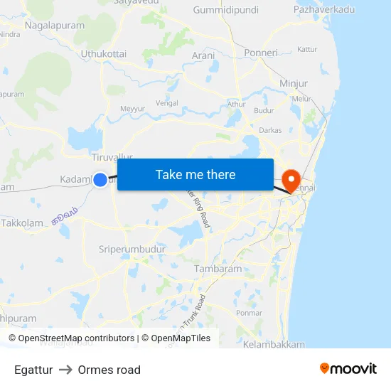 Egattur to Ormes road map