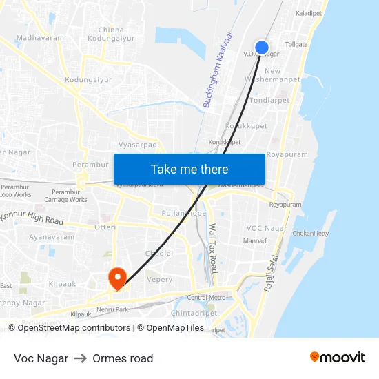 Voc Nagar to Ormes road map
