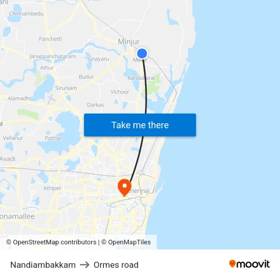 Nandiambakkam to Ormes road map