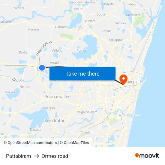 Pattabiram to Ormes road map