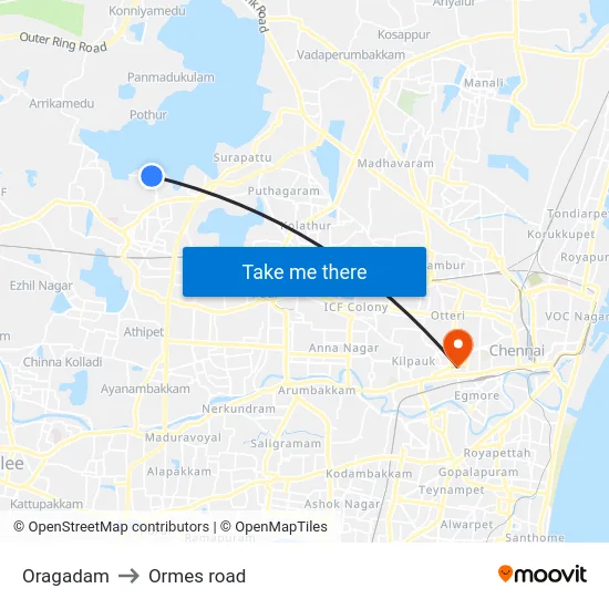 Oragadam to Ormes road map