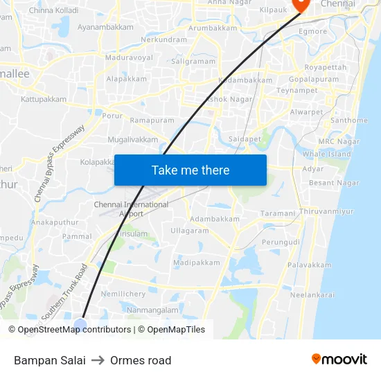 Bampan Salai to Ormes road map