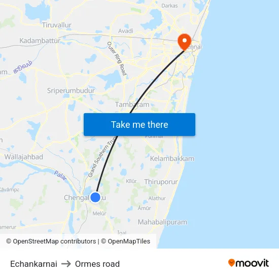 Echankarnai to Ormes road map