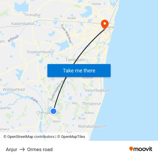 Anjur to Ormes road map