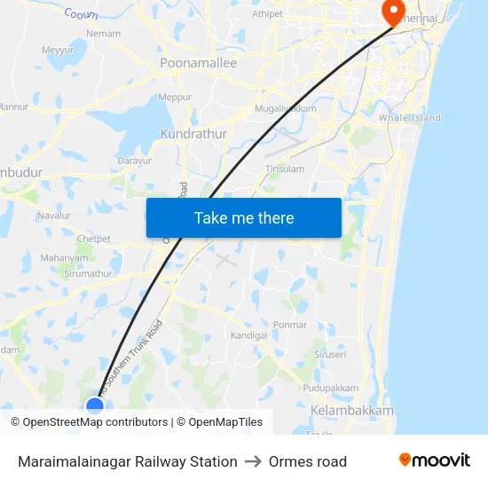 Maraimalainagar Railway Station to Ormes road map