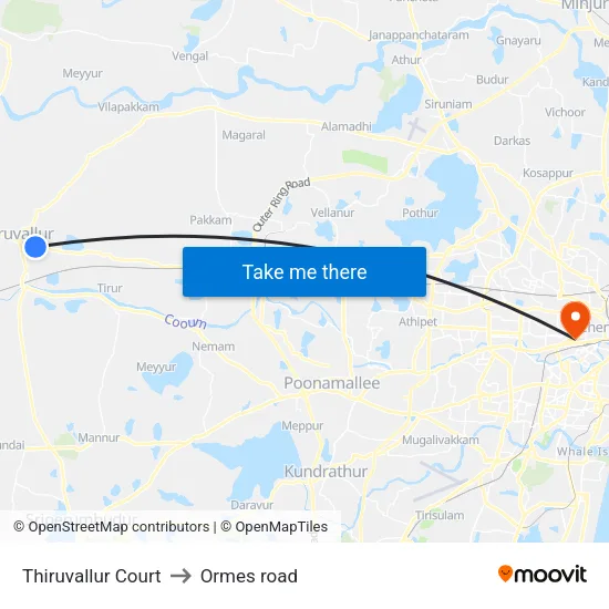 Thiruvallur Court to Ormes road map