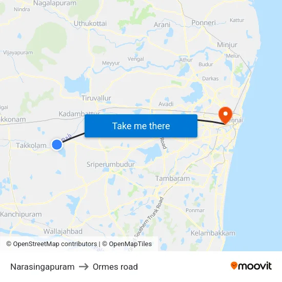 Narasingapuram to Ormes road map