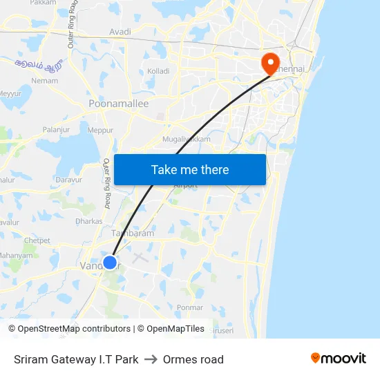 Sriram Gateway I.T Park to Ormes road map