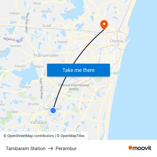 Tambaram Station to Perambur map