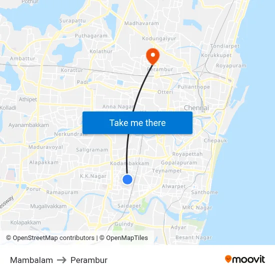 Mambalam to Perambur map