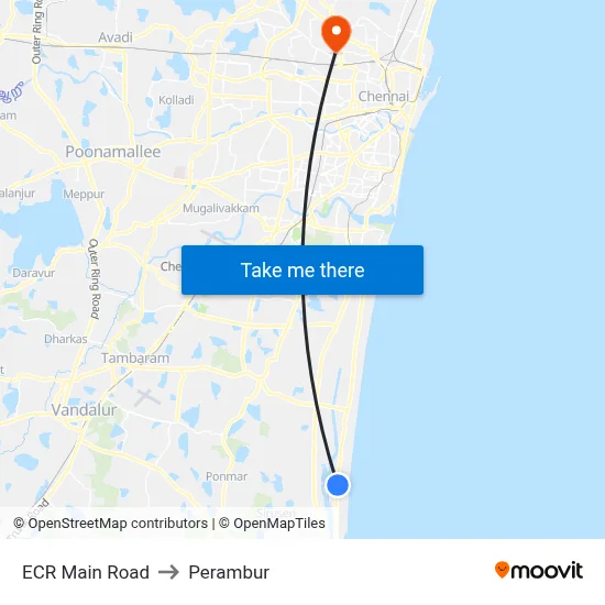 ECR Main Road to Perambur map