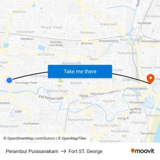 पेरम्बुर पुरासावकम to फोर्ट सेंट जॉर्ज map