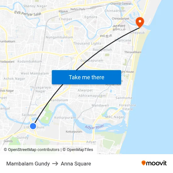 मम्बलम गुंडी to अन्ना स्क्वायर map