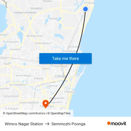 Wimco Nagar Station to Semmozhi Poonga map