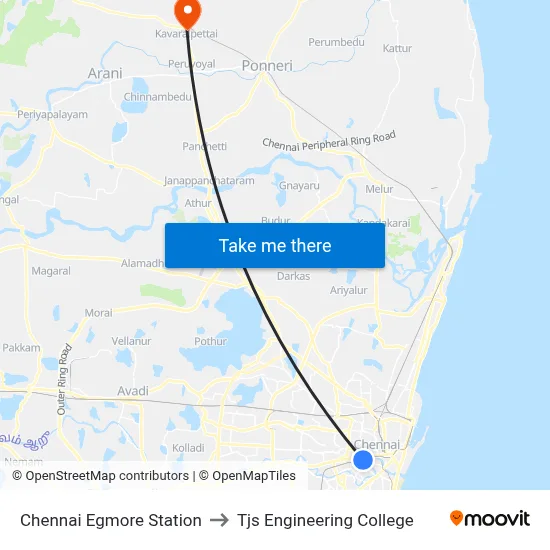Chennai Egmore Station to Tjs Engineering College map