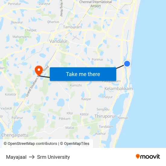 Mayajaal to Srm University map