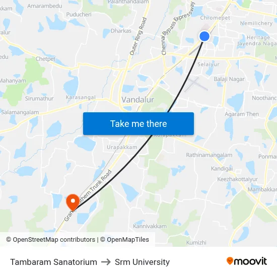 Tambaram Sanatorium to Srm University map