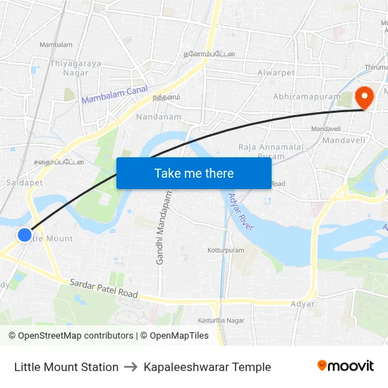 Little Mount Station to Kapaleeshwarar Temple map