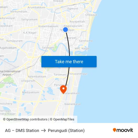 AG – DMS Station to Perungudi (Station) map