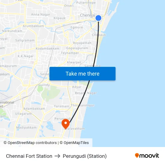 Chennai Fort Station to Perungudi (Station) map