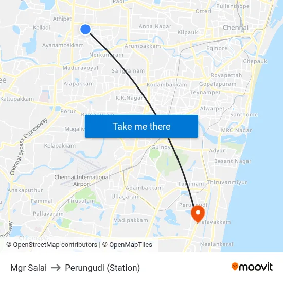Mgr Salai to Perungudi (Station) map