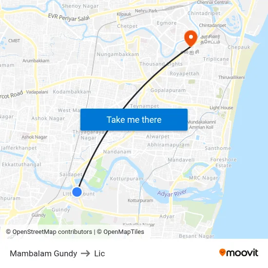 Mambalam Gundy to Lic map