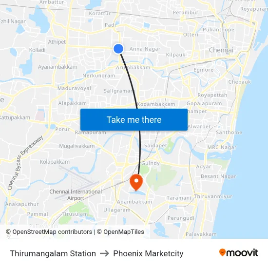 Thirumangalam Station to Phoenix Marketcity map