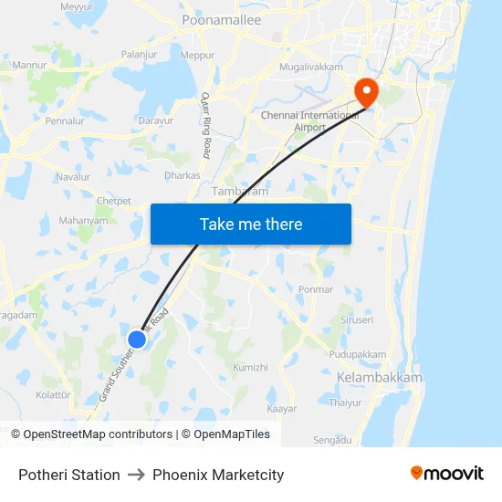 Potheri Station to Phoenix Marketcity map
